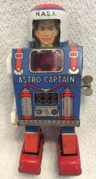Vintage NASA Astro Captain Tin Robot With Wheels
