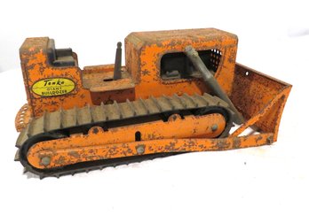 Vintage Tonka Pressed Steel Orange Giant Bulldozer Construction Toy