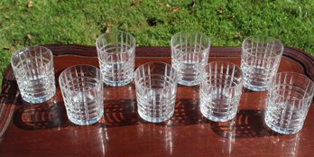 Tiffany & Co. Set Of Eight Discontinued Crystal Plaid Rocks Glasses