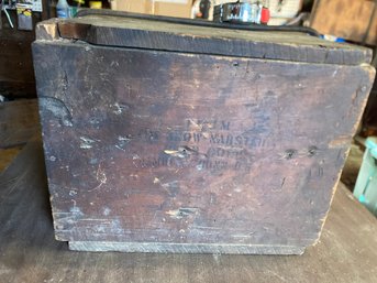 Vintage Wood Canned Ham Shipping Crate Box With Spring Lid