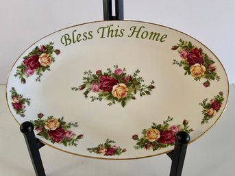 Royal Albert Old Country Roses 'Bless This Home' Oval Platter 12x8