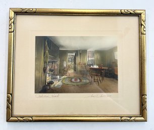 Framed David Davidsons Pictures Original Colored Colonial Interior Print - Dated June 19, 1926