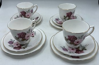 Elizabethan Fine Bone China Dessert Set ~ Service For 4 ~ Rose Pattern