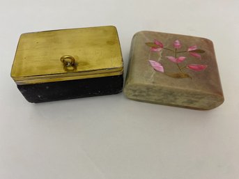 Decorative Boxes - Soapstone W/ Inlay And Brass Lidded Marble