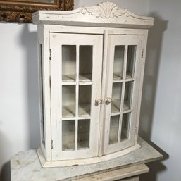 Cute Painted Wall Cabinet / Curio - Worn / Distressed Finish - Can Be Hung Or Sits On Table Or Wherever