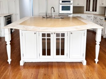A Large Kitchen Island - Including Custom Cabinets, Kallista Sinks And Fittings, And Marble Countertops