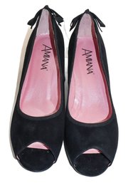 Amiana Black Suede Adult Shoes Size 9B (39)