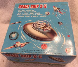 Vintage Tin Space Ship X5 In Box