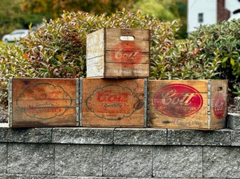 Four 1960s 'It's Cott To Be Good' Wooden Delivery Crates