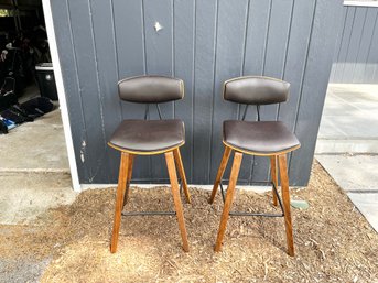 Pair Of Armen Living Fox Faux Leather Counter Stools