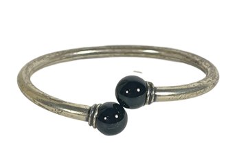 Sterling Silver Black Onyx Bangle Bracelet Vintage