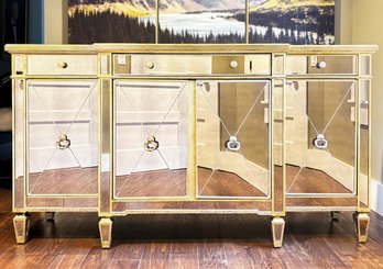 A Vintage Console In Mirrored Paneled Finish By The Bassett Mirror Company