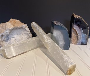 Collection Of Geodes, Minerals  And Selenite