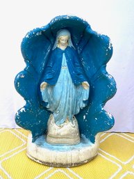 Vintage Cement Lawn/garden Statue Of Mary (Blessed Mother Mary In Clam Shell)