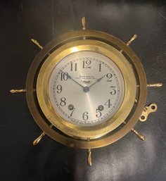 Vintage Brass Ships Bell Clock Seth Thomas 8 Day . Seven Jeweled