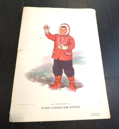 Vintage Kids Playing In The Snow School Lithograph