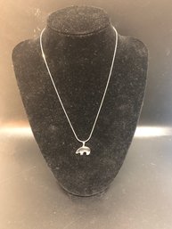 Sterling Silver Polar Bear Charm And Necklace