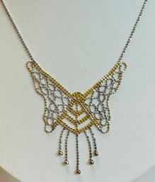 BEAUTIFUL 10K GOLD AND STERLING SILVER BUTTERFLY NECKLACE