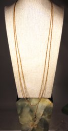 Solid Tested 14K Gold Victorian Elongated Chain W Hook 12.18 Grams 60' Long!
