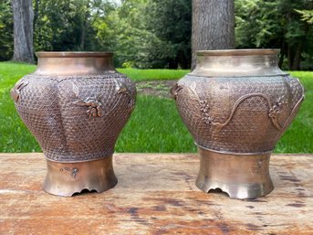 A Pair Of Antique Bronze Vases - Architectural Salvage