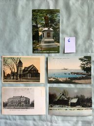 Lot # 6 Of 5 Circa 1908 - 1909 Postcards / Post Cards From Stonington, Mystic, Norwich, Madison CT And More