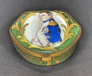 Napoleonic Napoleon Limoges Hand Painted Patch Portrait Porcelain Box