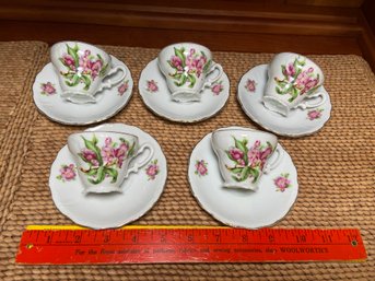 5 Ace China Tea Cups 2.5x2 And Suacers Floral Japan No Chips