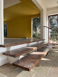 A Set Of 3 Wood Stairs With Metal Railing - DR To FR