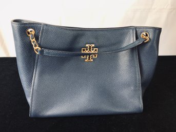 Tory Burch Bags Britten Small Royal Navy Leather Chain Handbag Like New