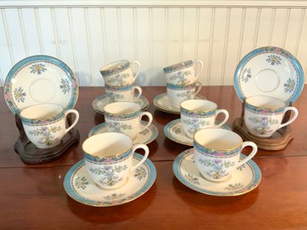 Set Of 10 Lenox Blue Tree Demitasse Cups And Saucers