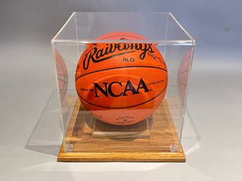 Uconn Entire Team Signed Basketball In Case Including Ray Allen