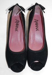 Amiana Black Suede Adult Shoes Size 6.5B (36.5)