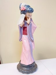 Lladro - Oriental Geisha Lady With Fan In Front Of Her Face. #4990, 'Chrysanthemum'