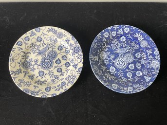 Pair Of Bird Pattern Ceramic Plates