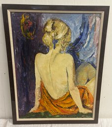 Sexy Framed Oil On Artist Board Signed And Dated Lower