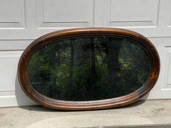 Vintage Oval Wooden Wall Mirror