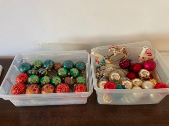 Large Assortment Of Colorful Holiday Ornaments