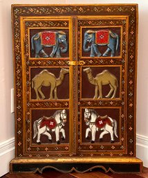 A Vintage Hand Painted Indian Corner Cabinet