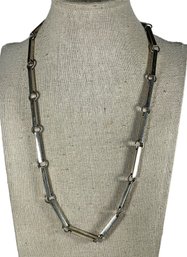 Mid Century Modern HEAVY Sterling Silver Long Link Necklace Made In FINLAND