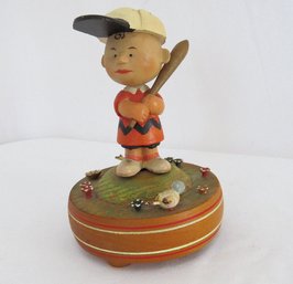 Collectible 1968 Peanuts Charlie Brown Wooden Music Box - Working