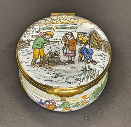 Collectible Enamel Patch Box Depicted With Figures