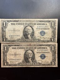 2 $1 Silver Certificates 1935-A, 1935-D