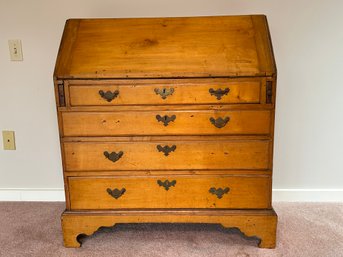 Antique American 1800s Chippendale Maple Slant Secretary Desk