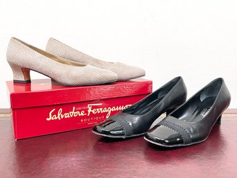 Two Pairs Of Vintage Salvatore Feragamo Heels