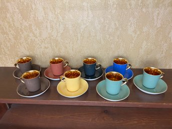 Stunning Set Of Eight Figgjo Flint Norwegian Modern Demitasse Cups & Saucers