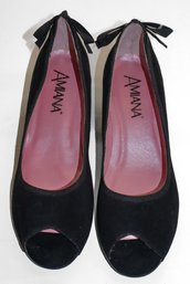 Amiana Black Suede Adult Shoes Size 7.5B (37.5)