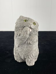 Grey Cat Stone Decor Piece