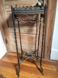 Fantastic Antique Wrought Iron Antique Fish Tank Stand / Plant Stand - Original Paint Decoration - Very Nice