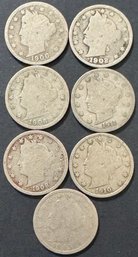 7 V Nickels 1900, 1902, 1905, 1906, 1908, 1910, 1911