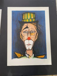 Bernard Buffet Hand Signed Vintage Print, Clown By V. Beffa 1975 Lithograph